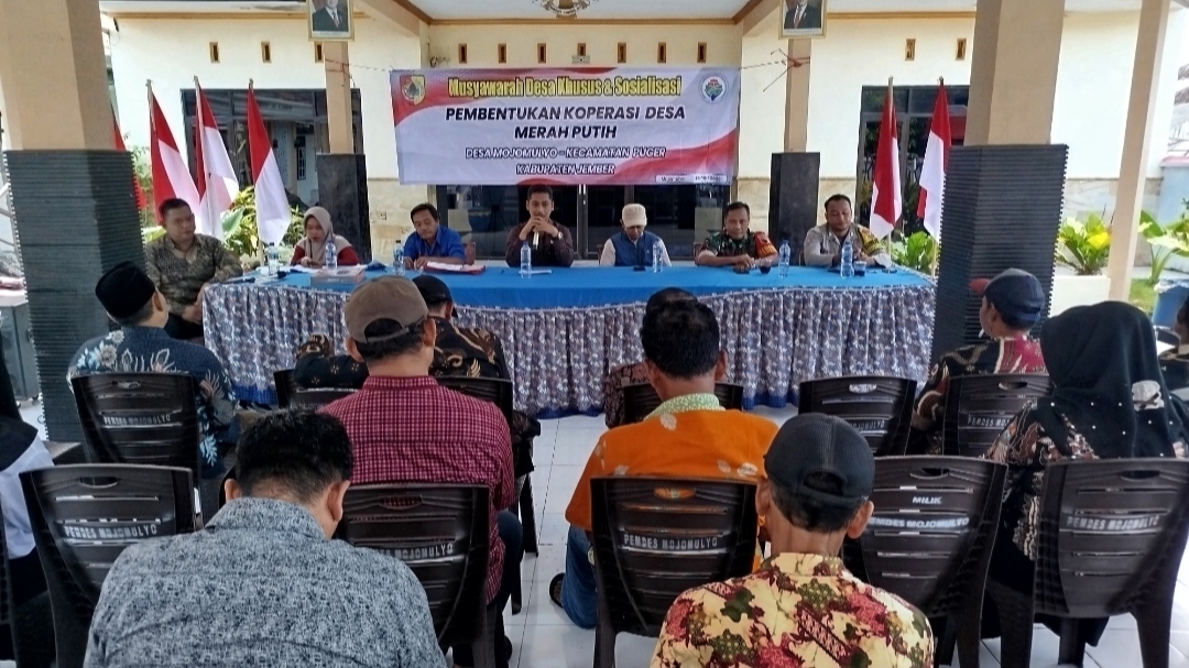 Musdes pendirian Badan hukum Bumdes dan koperasi merah putih desa Mojomulyo, kec. Puger